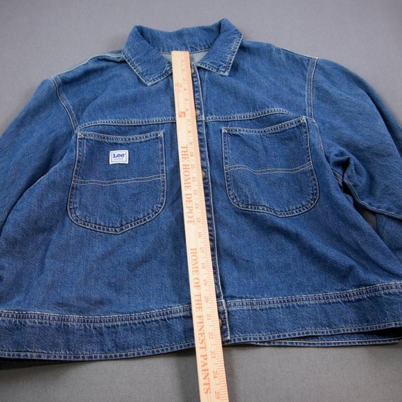 Lee Workwear Chore Denim Jacket Blue Medium Wash Pocket Button Front Women's XXL - Picture 4 of 10